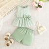 Girls Simple Cute Striped Pattern Sleeveless Top Shorts Set 2025 Summer Children's Leisure Set