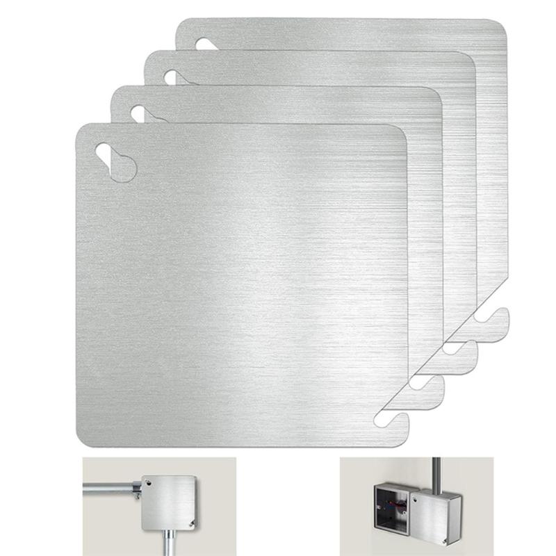 Modern Square Design Steel Cover Plate for 4 Square Inch Boxes Blank Metal Panel Suitable for Home & Office Decoration