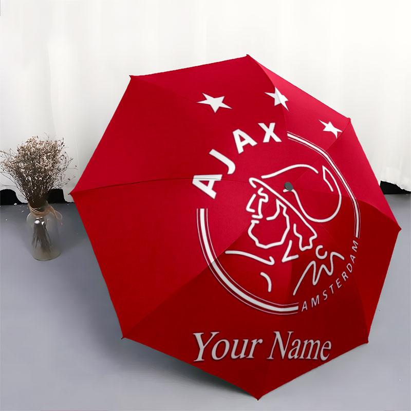 1 шт. Автоматический складной зонт - AFC Ajax, узор с индивидуальным названием, портативный и складной дизайн с 8 спицами, Рождественские и Дни рождения