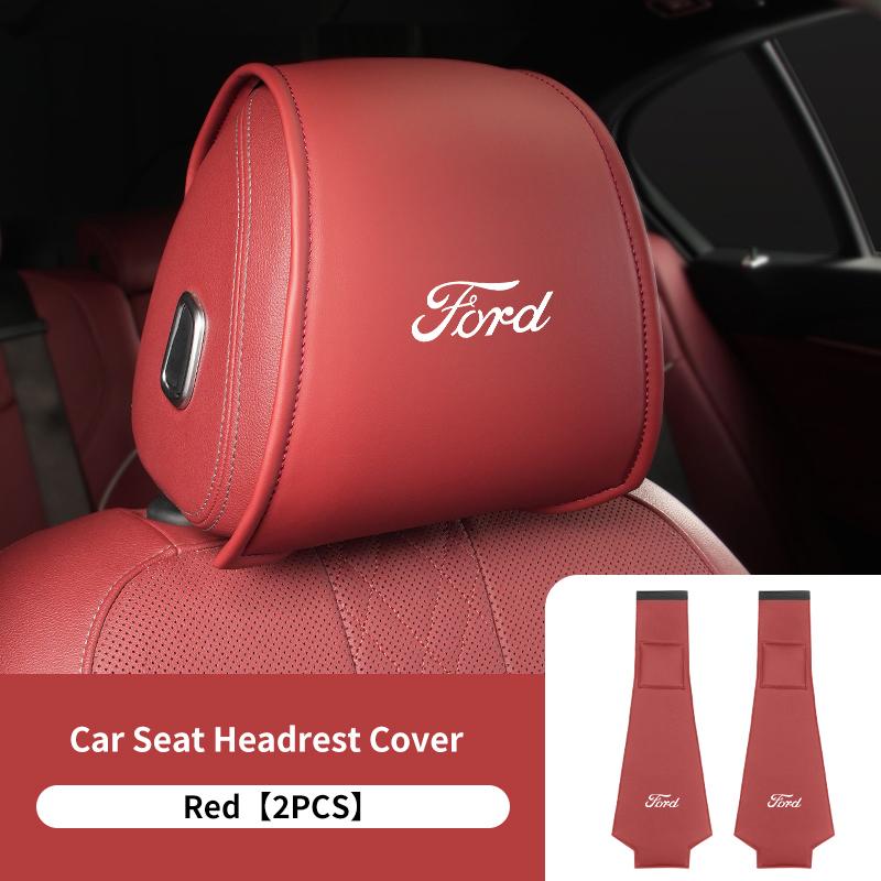 PPWE7 1/2PCS Leather Car Seat Headrest Protective Cover Auto Interior Accessories For Ford Escort KA Flex Everest KA Expedition Falcon