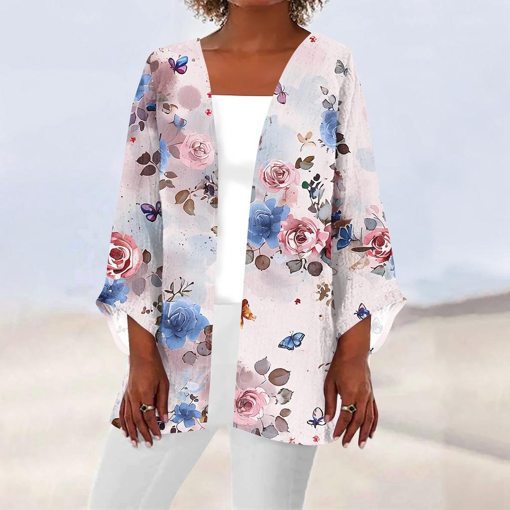 Женская повседневная модная легкая куртка средней длины с принтом, кардиган