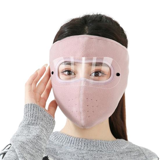 Зимний флисовый защитный бафф для лица с очками для мужчин и женщин, для холодной погоды, на открытом воздухе, с прозрачным стеклом, ветрозащитный, противотуманный, термозащитный, полнолицевой.