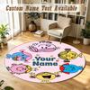 Round Rug Custom NameMr. Men & Little Miss Pattern Non Slip Carpet Home Floor Decor