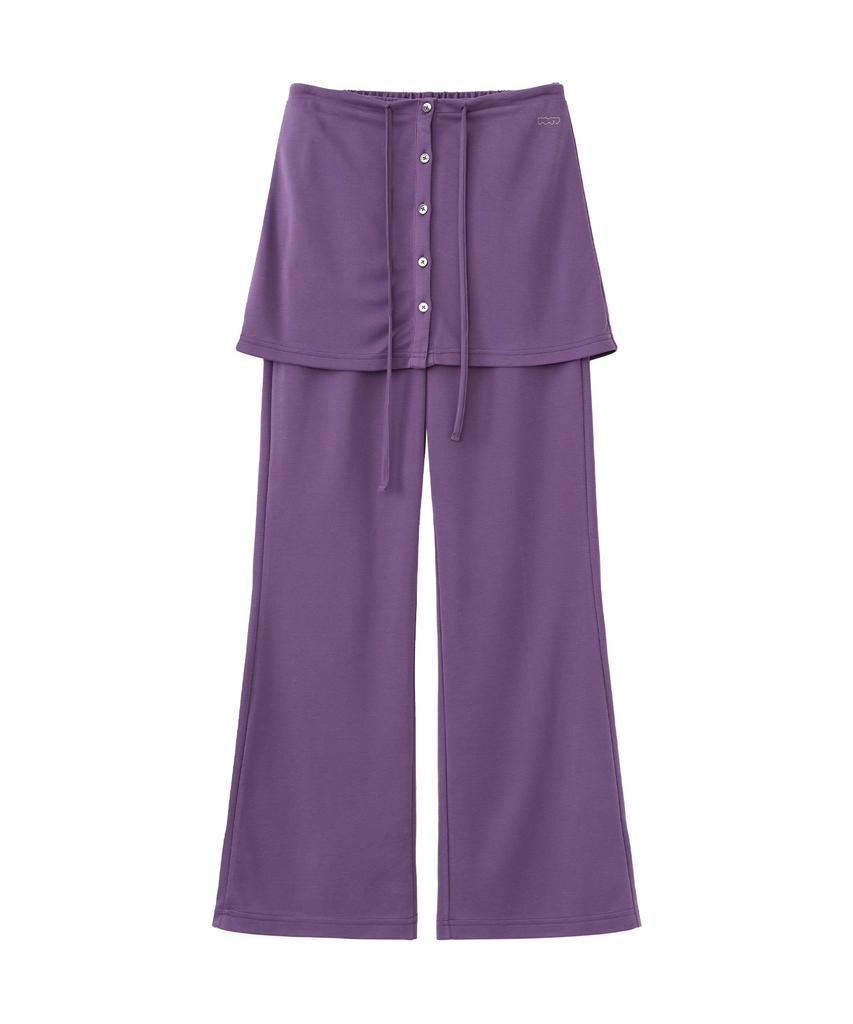 POEV Relaxed-Fit Layered Skirt Pants - Purple