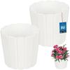 Plastic Flower Pot for Flowers and Herbs on the Balcony or Terrace, White, 15 cm, 2 pcs.