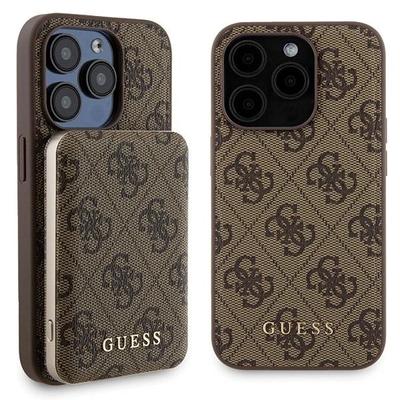 Комплект Guess Gubpm5P15X4Gemgw Iphone15 Pro Max 6.7 Жесткий чехол + Powerbank 5000 мАч Magsafe Коричневый/Brown 4G Металлический логотип