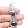 Подвеска с черными спинальными камнями, подарок для нее, серебряные украшения 2,75 дюйма
