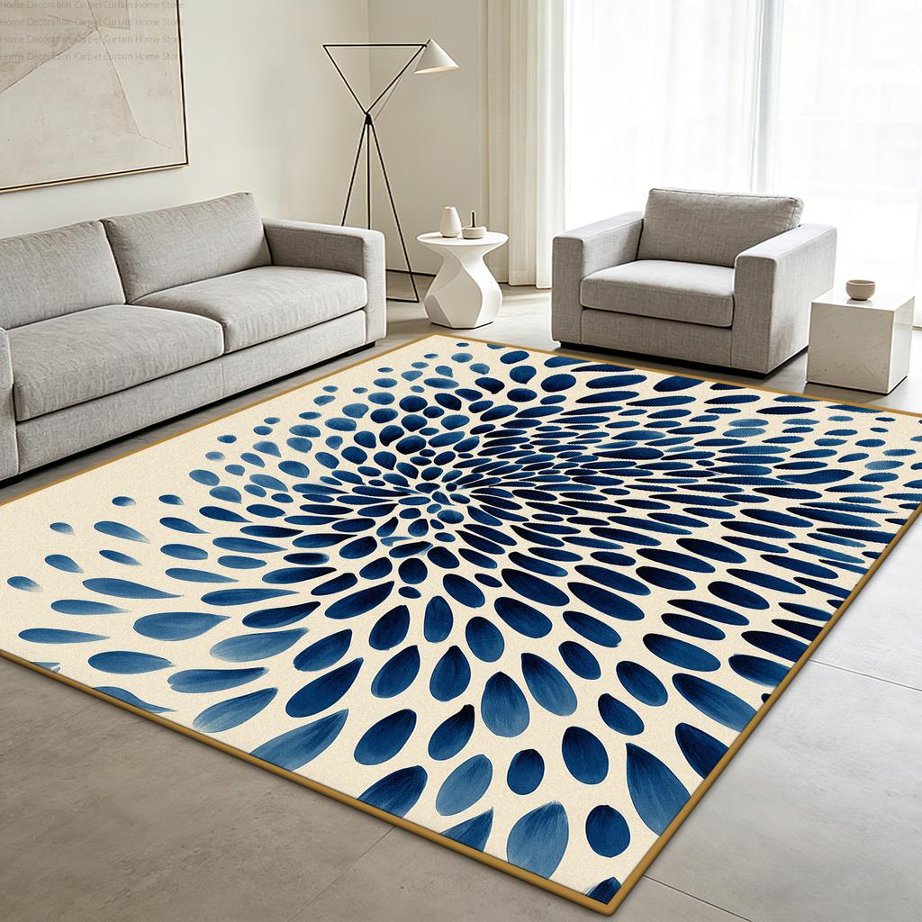 Watercolor Blue White Abstract Dot Carpet Modern Watercolor Living Room Large Area Rugs Soft Non-slip Washable Bedroom Floor Mat
