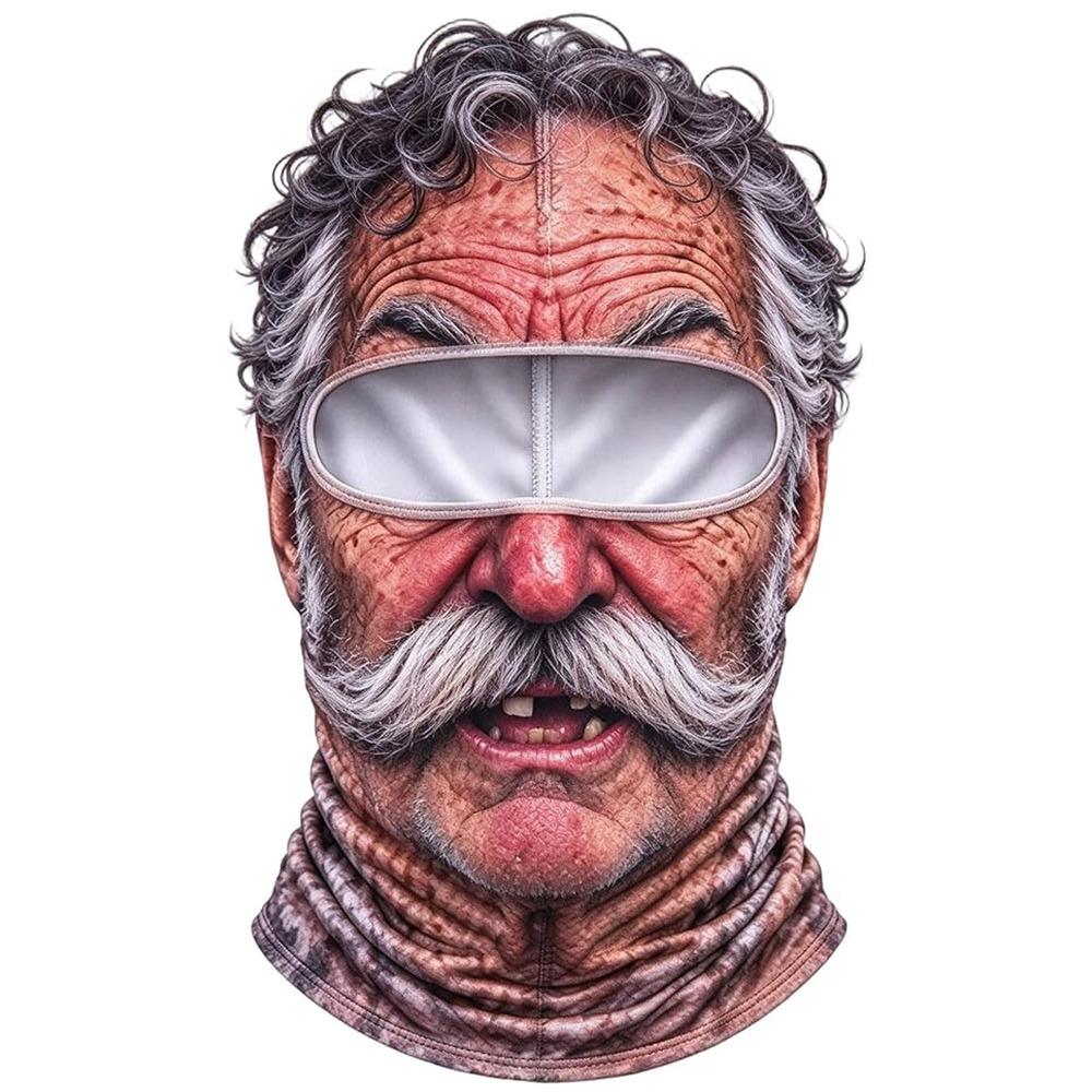 3D Face Printed Winter Mask Cover White Mustache Funny Ski Mask Outdoor/Cycling/Pranks/Party
