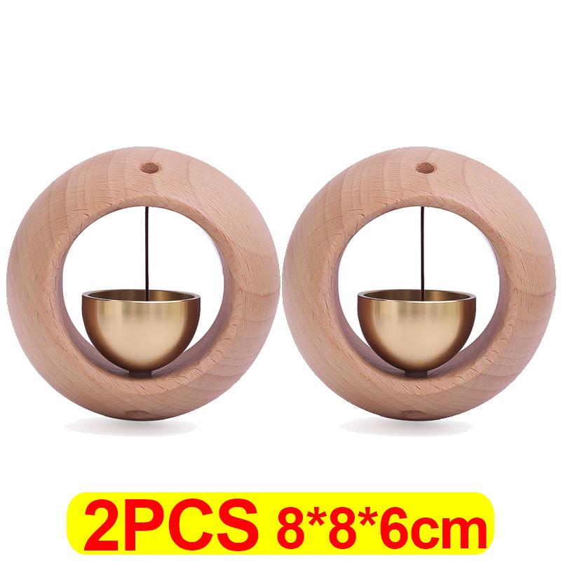 1/4pcs Solid Wooden Doorbell Magnetic Aesthetic Brass Wind Chimes Wireless Doorbells Entrance Door Bell Hanging Pendants Decor
