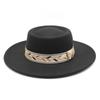 Wool Felt Hat Men'S And Women'S Autumn French Top Hat White 8.5Cm Flat Edge Wide Brim British Top Hat