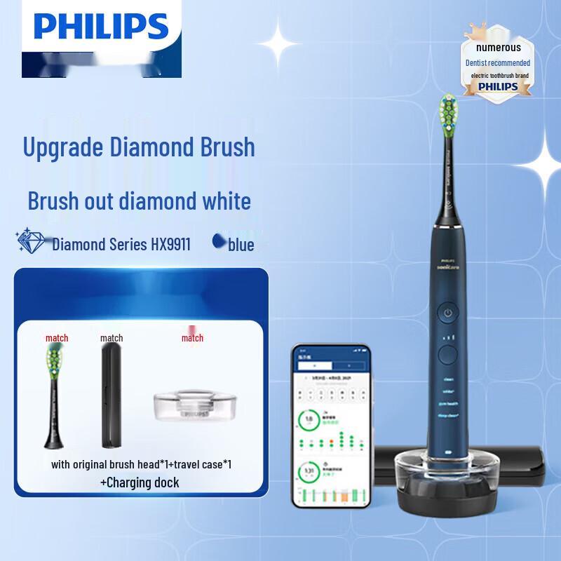 Philips Звуковая электрическая зубная щетка DiamondClean 9000, вилка CN (адаптер в комплекте)