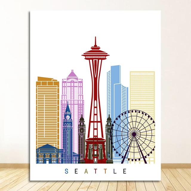 Дорожные картины на холсте, винтажные настенные крафт-плакаты с покрытием, наклейки на стену, домашний декор, подарок, Соединенные Штаты, Сиэтл, город Вашингтон