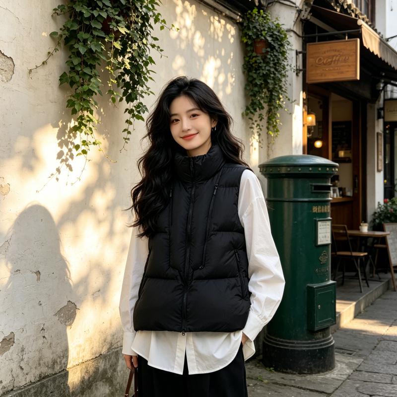 New winter large size simple and fashionable stand-up collar down cotton vest loose warm vest women's coat tide