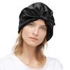 LilySilk Natural Silk Classic Pleated Sleep Cap Night Cap Beautiful Hair Hat Good Sleep 100% (Black)