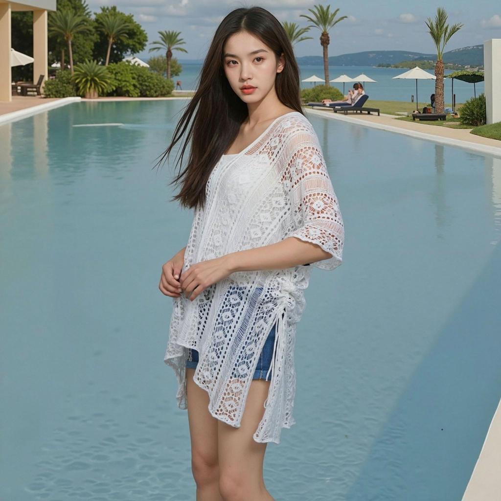 Летний Короткий Ажурный Летний Летний В рубчик Короткий Элегантный Длинный Вязаный Цвет Ажурный Летний Кружевной Прозрачный Белый [HEBELD] Женский Свитер, Рукав, Вязаный,