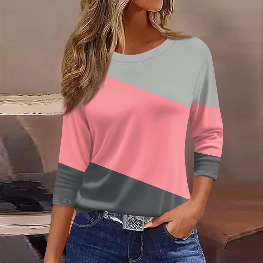 Traf 2024 Mujer женская мода повседневная круглая горловина рукав 3/4 свободная принтованная футболка женская верхняя одежда для женщин рубашка для женщин