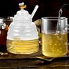Honey Jar Clear Glass Honey Dispenser with Dipper Stick and Lid Large Capacity Honey Bottle Cute Decorative Honey Container
