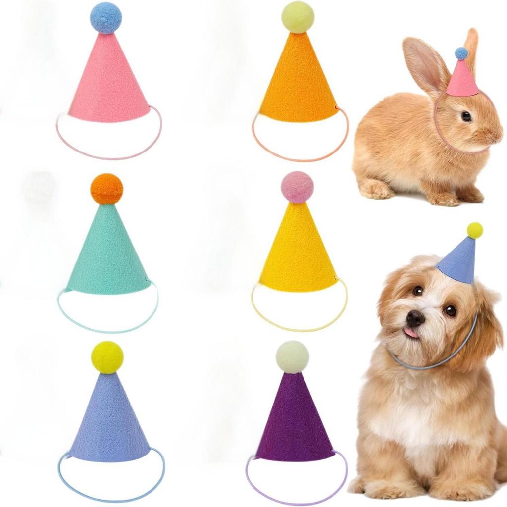 Custom Embroidered Pet Dog Cat Ball Birthday Photo Arrangement Birthday Hat Party Decoration ,6PCS,