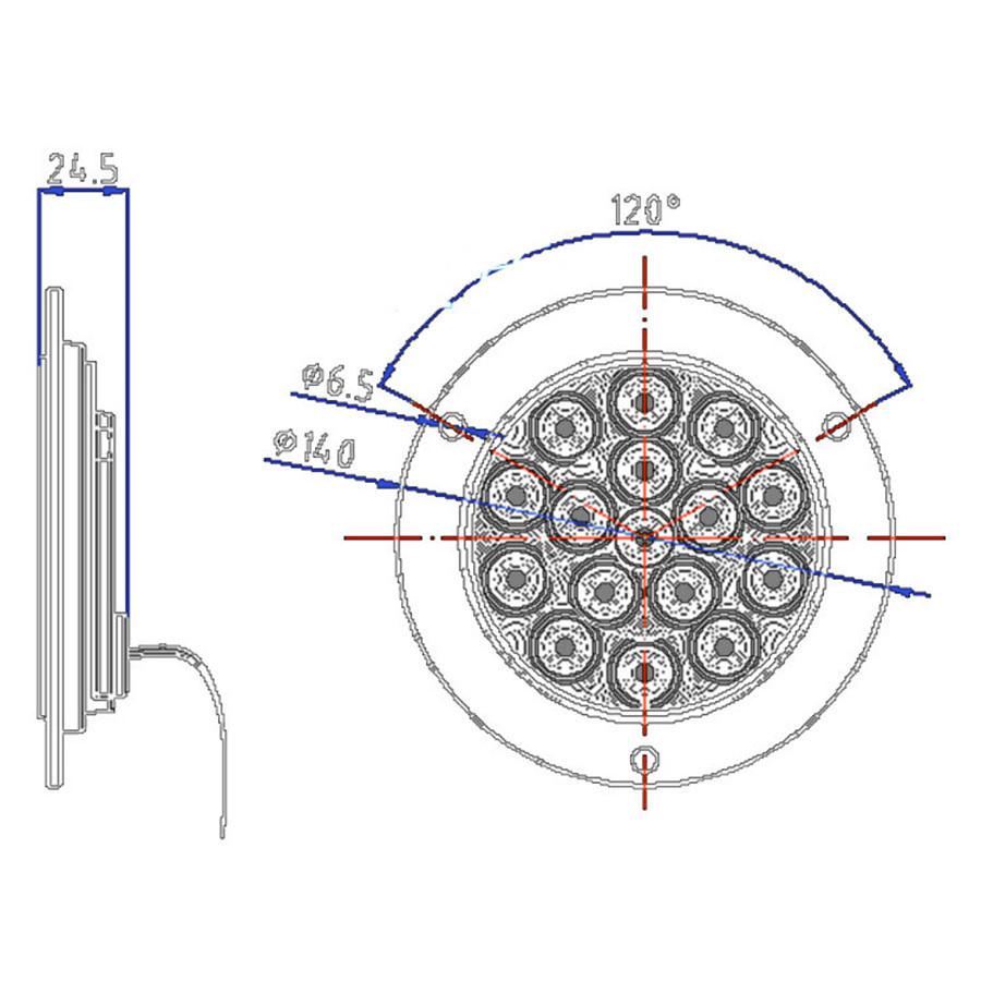 16-светодиодные 12 В 24 В круглые с прозрачной линзой белые задние фонари лампы заднего хода для грузовика прицепа автодома 2 шт.