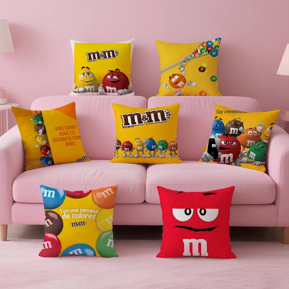 Модная Наволочка для Подушки с Шоколадными Конфетами M&M'S, Мем-Подушка, Наволочка Защитная от Пылевых Клещей, Невидимая Молния, Шелковистый Короткий Плюш, Чехол для Подушки Дивана
