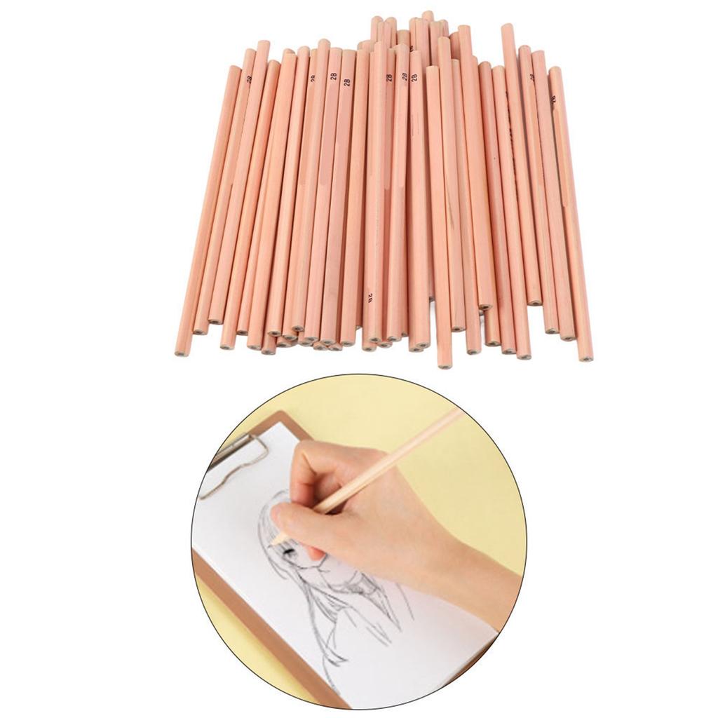 50PCS Environmental Protection Wooden HB 2B Pencil Graphite Writing Pencil(2B Triangular Rod)