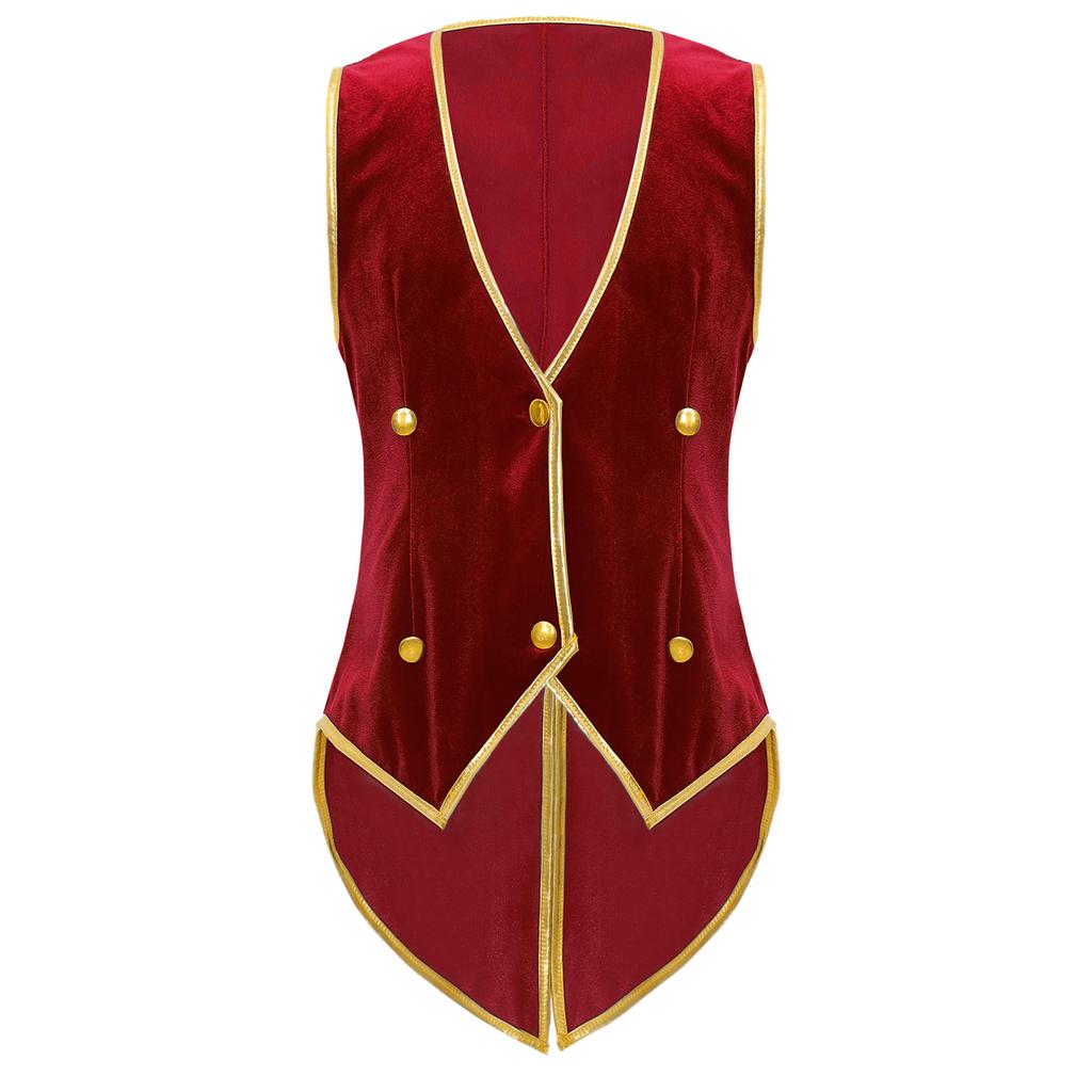 Boys Medieval Halloween Costume Velvet Tailcoat, Victorian Gentleman Steampunk Vest Jacket for Dress Up & Theme Party