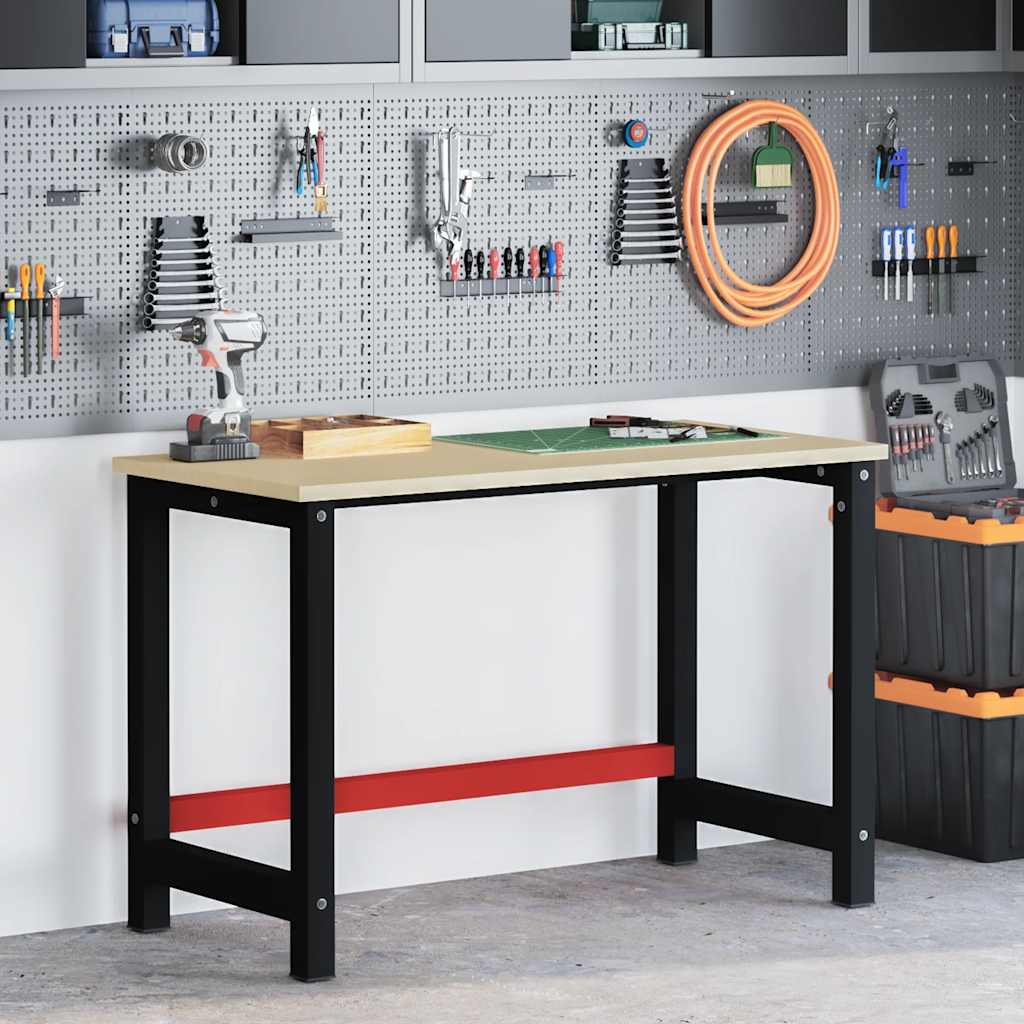 vidaXL Werkbankgestell Metall 120x57x79 cm Schwarz und Rot