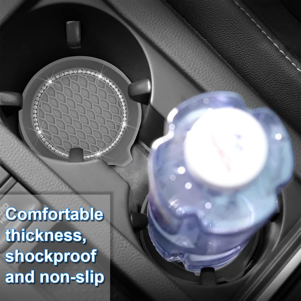 1pc Car Cup Holder Coaster Silicone Cup Holder With Bling Crystal Rhinestone Insert Non-Slip Cup Holders Silent Cup Pad