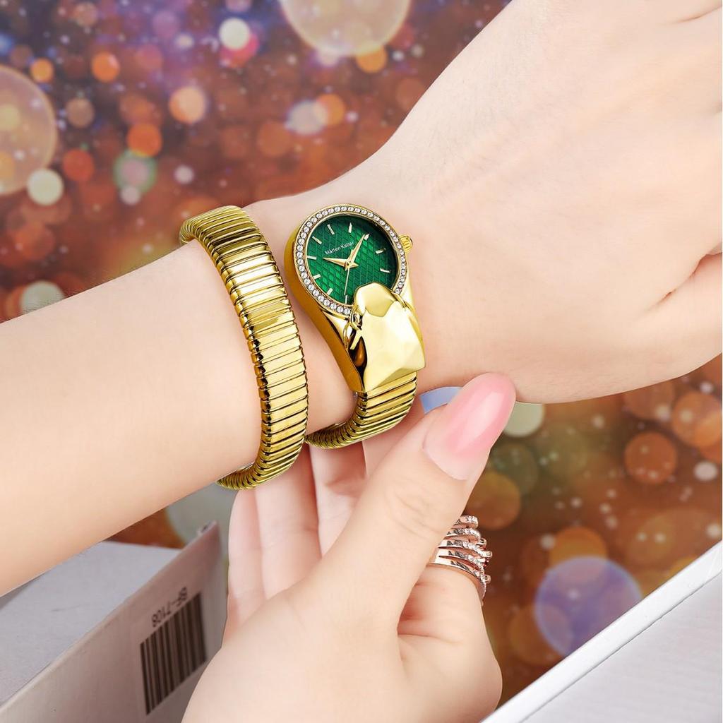 Marenkeller 2025 Women's Quartz Snake Watch with Diamond Set and IP Plating Design.