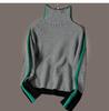 Lazy Loose Contrasting Color Sleeve All -wool High -necked Sweater Sweater Female Autumn and Winter Women