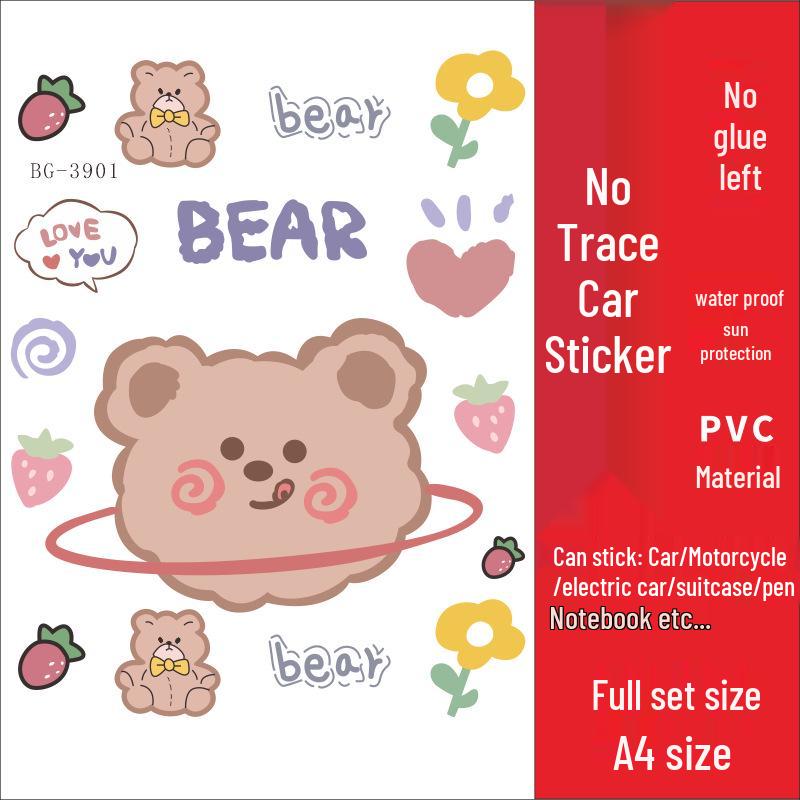 Little Bear Waterproof Electric Car & Motorcycle Tail Stickers - Creative Decoration