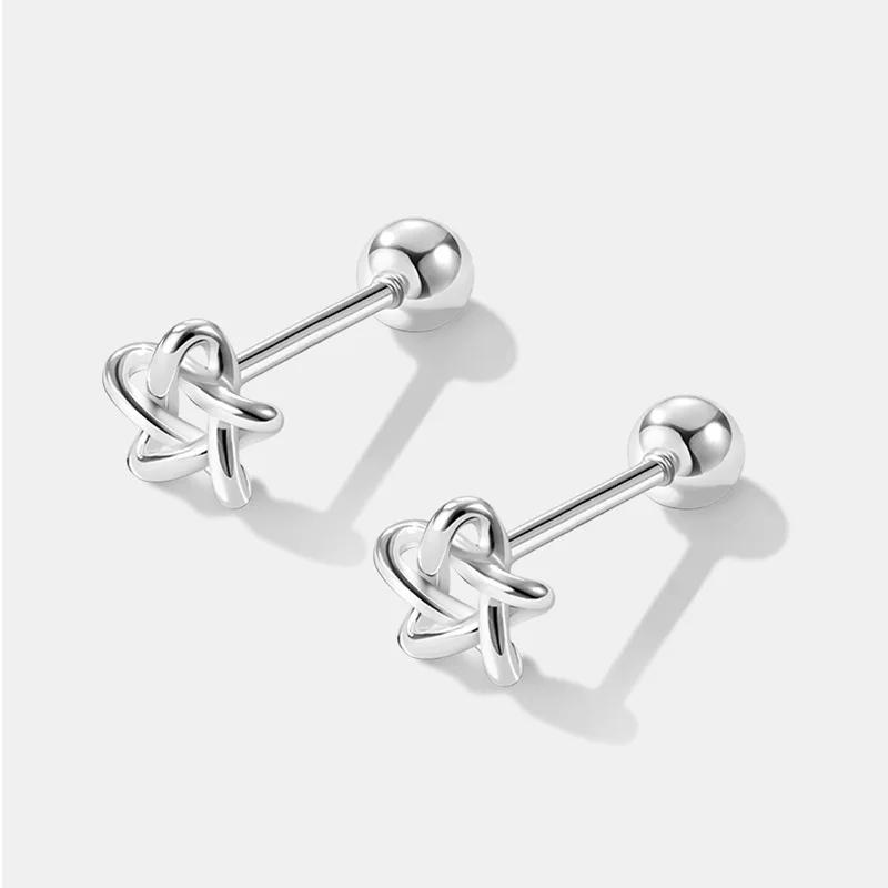 Корейские серьги-гвоздики из серебра 925 пробы для пирсинга козелка, спиральные серьги-гвоздики для женщин, 2 шт., бабочка, сердце, модные украшения для пирсинга ушей