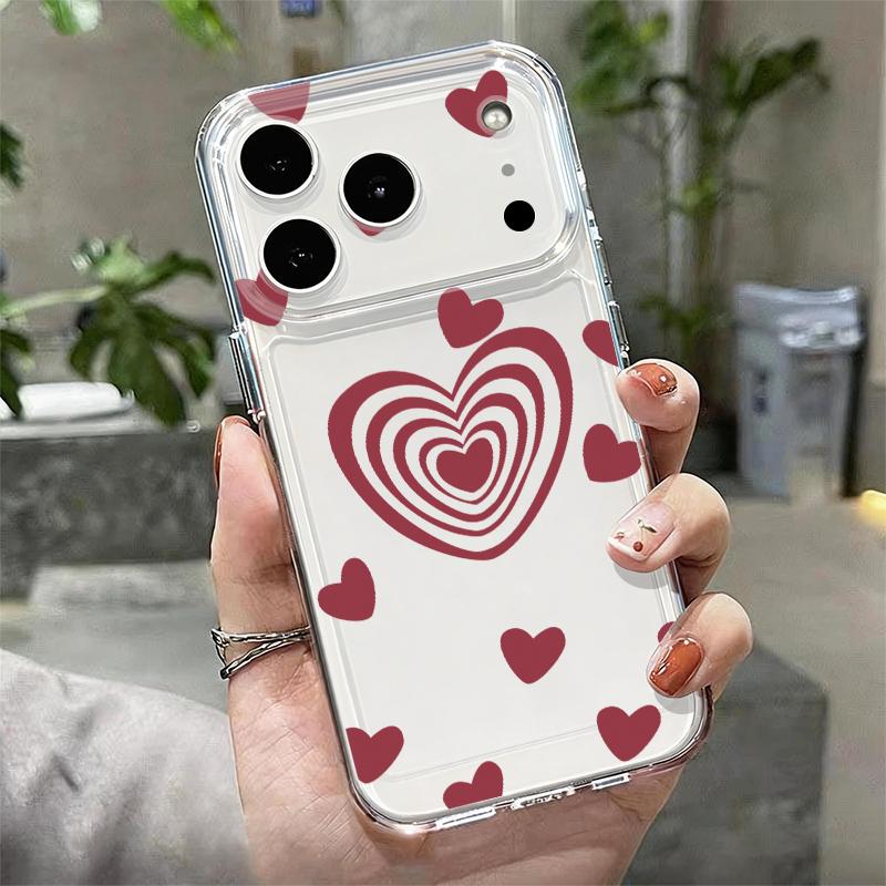 Шелковый Чехол с Узором Сердечки для iPhone 17 Pro Max Coque iPhone 16 15 14 13 Pro Max 11 Прозрачный Мягкий Силиконовый Чехол из ТПУ