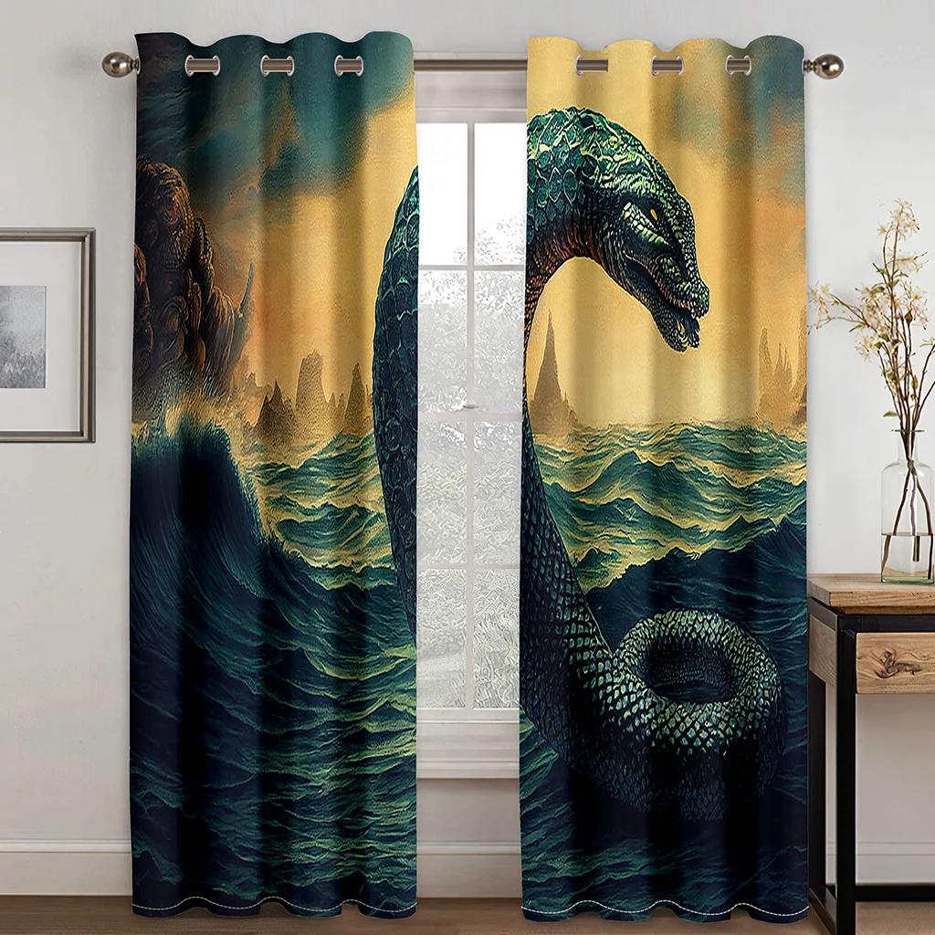 Волк Змея Кровавая Луна Черно-белые Шторы с высоким затемнением Балдахин Декор Спальня Детская Окно Различные Темные Серии Затемняющая Штора