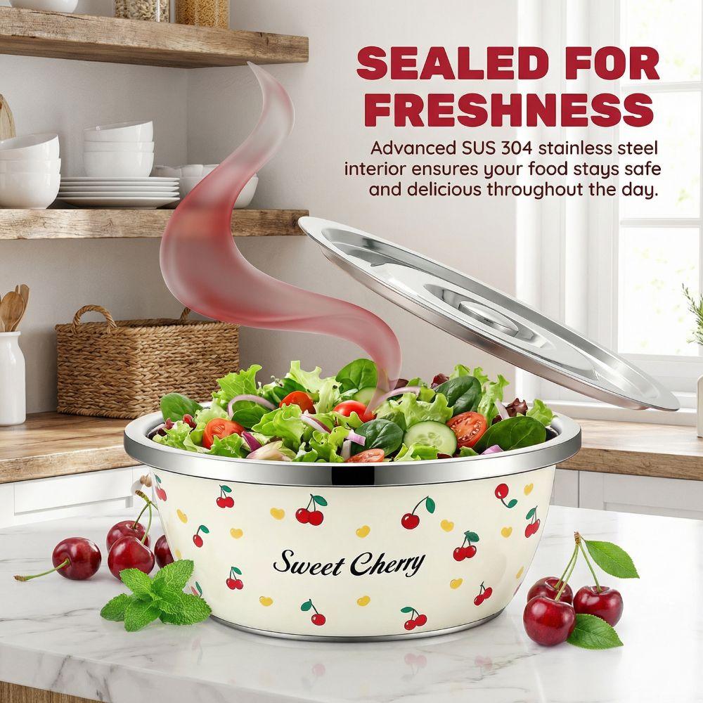 Nesting Salad Bowl Set Stainless Steel Lard Strainer Grease Container Kitchen Cooking