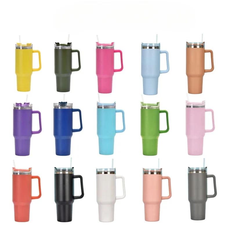 Handle Cup Car Cup Summer New Large Capacity Car Double-layer Water Cup 304 Ice Bomber Thermos Cup with Straw