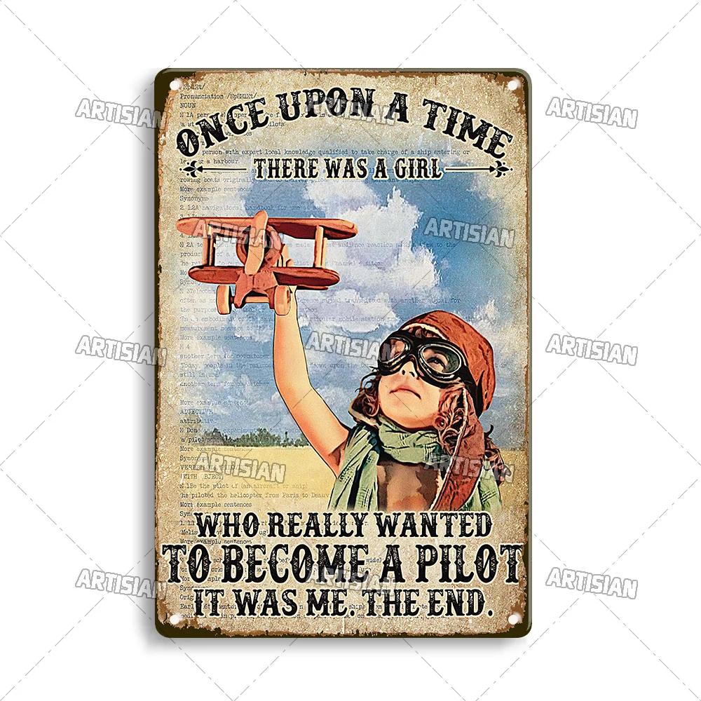 Artisian Pilot Metal Sign Flight Attendant Tin Plate Airplane Aviation Decorative Plaque Wall Decor Garage Bar Pub Club Hotel