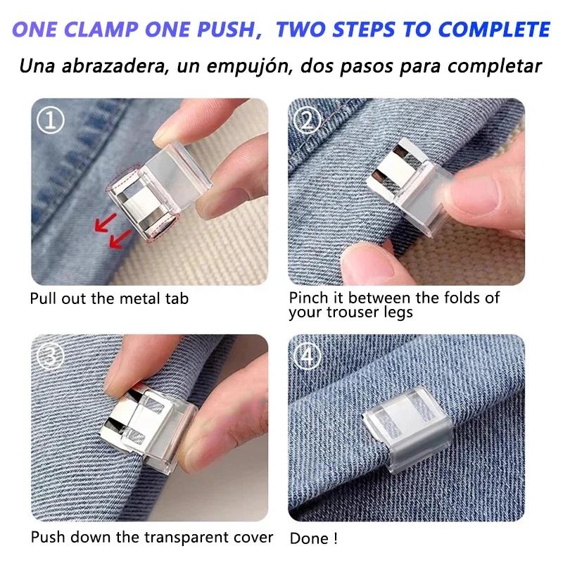 4PCS Invisible Leg Shortening Clip Non-Slip Pants Edge Clip Quick Fix Hem Clip Hidden Pants Adjuster Sewing Accessories