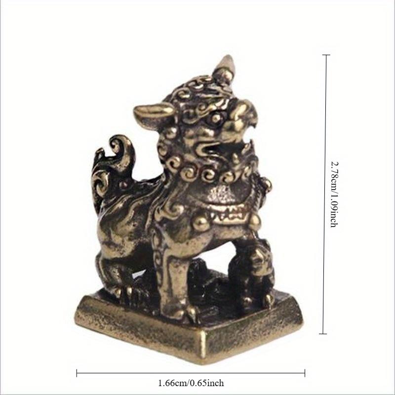 Старый латунный лев, печать удачи, настольное украшение, брелок-подвеска