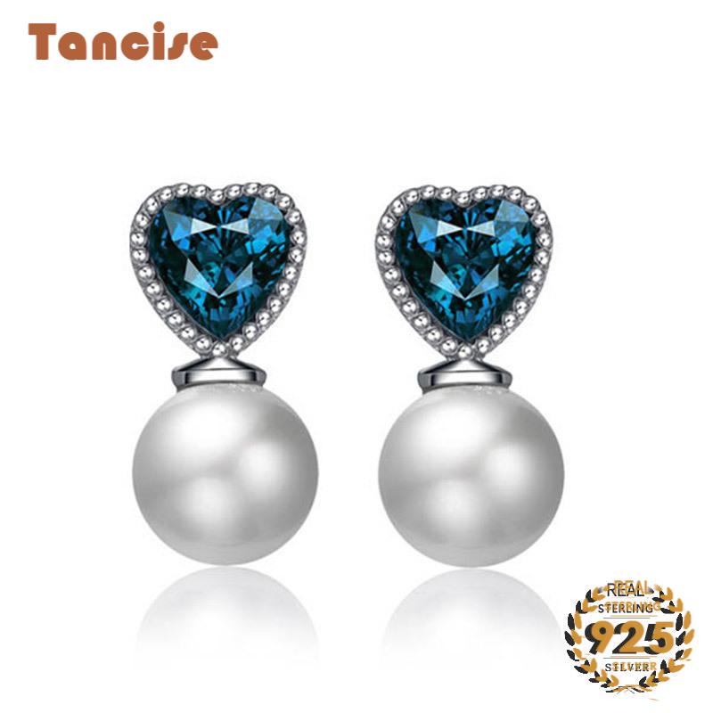 Танциз стерлингового серебра 925 пробы циркон серьги серьги-капли для женщин подарки на свадьбу