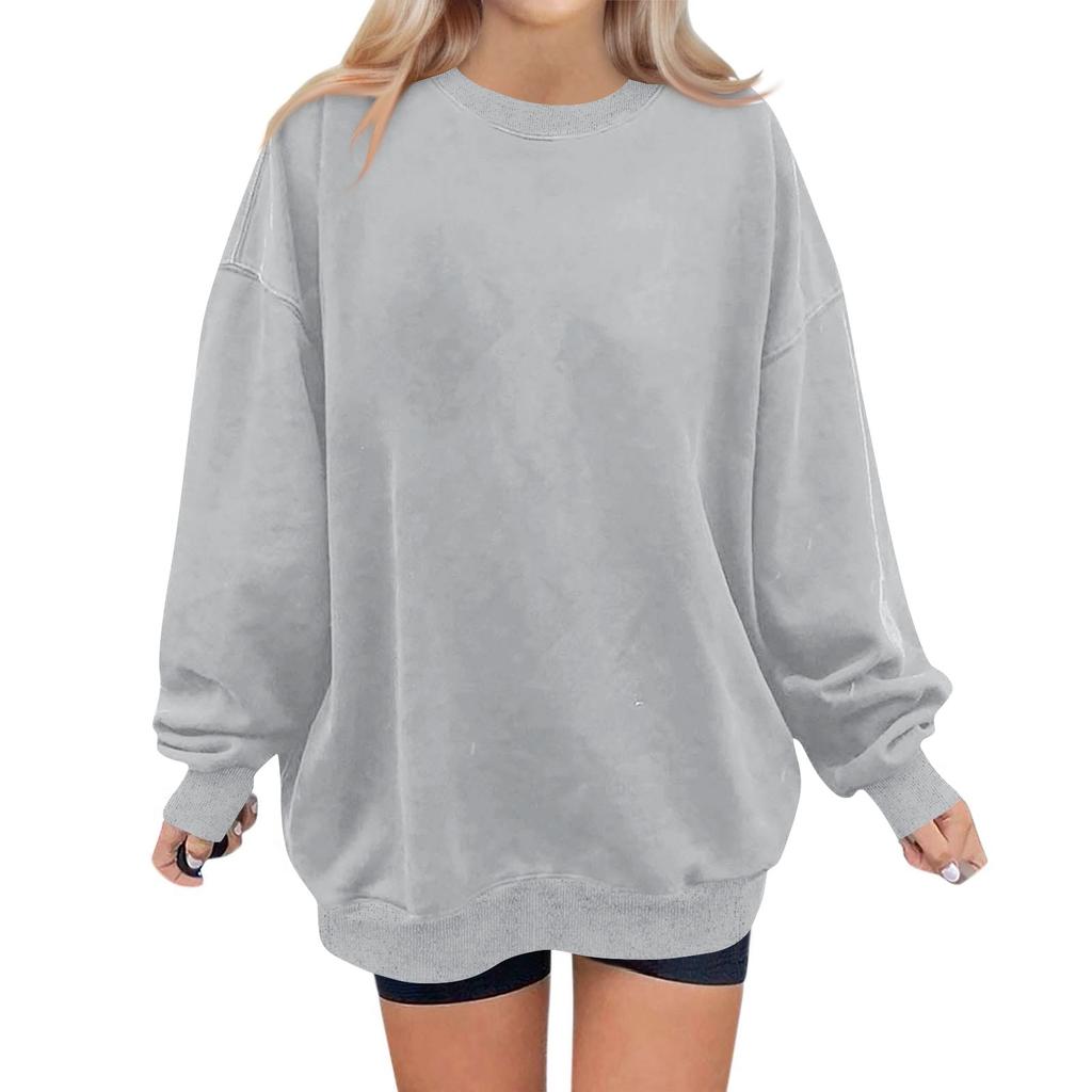 Женская модная повседневная однотонная толстовка с длинным рукавом
