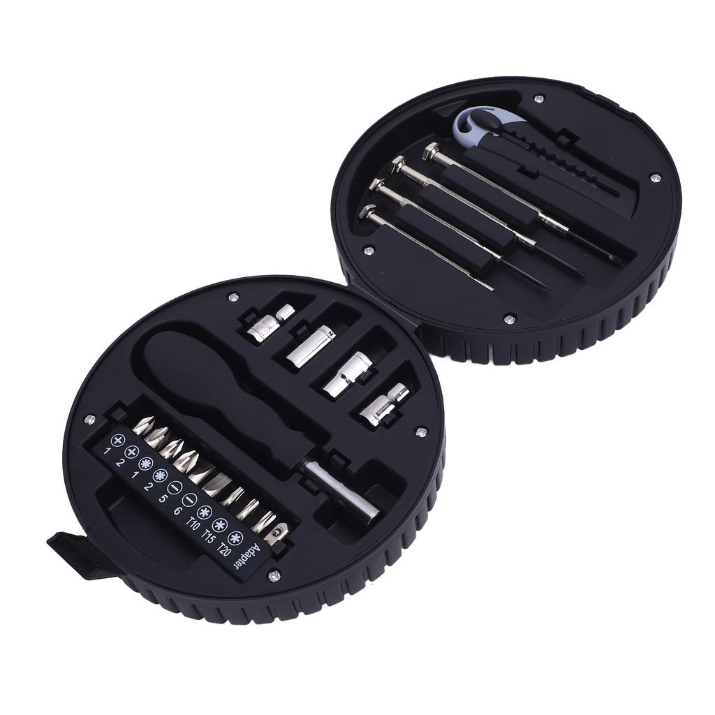 20Pcs Tire Shaped Tool Set with Storage Box Carbon Steel Multifuncitonal Tire Shaped Tool Hardware