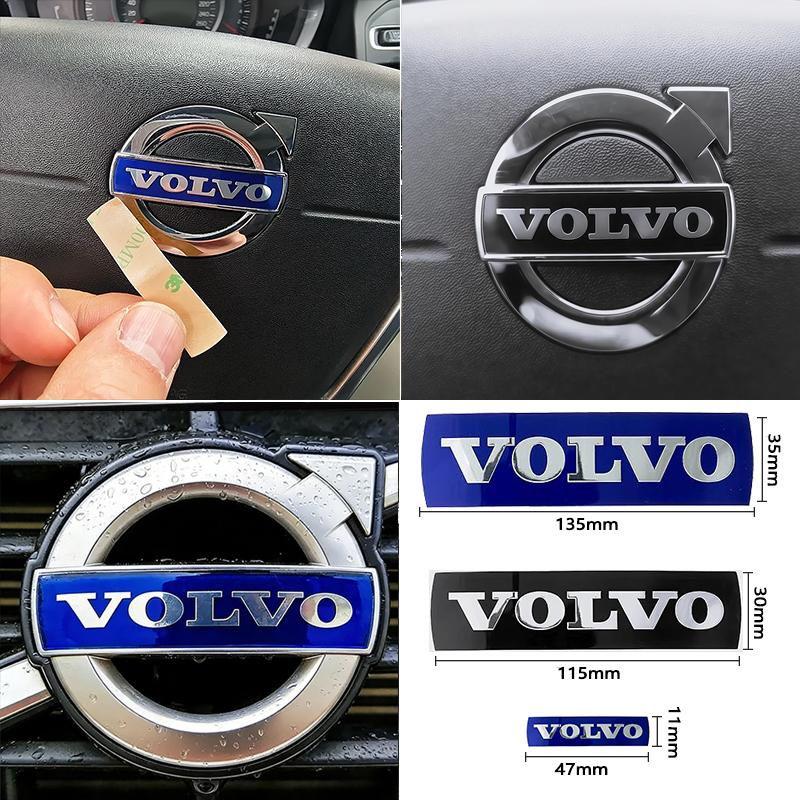 zpebr9 Car front grille logo/blue and black letter badge/steering wheel sticker for Volvo XC60 V60 S60 XC90 XC40 V40 V70 EX40 S80L S40