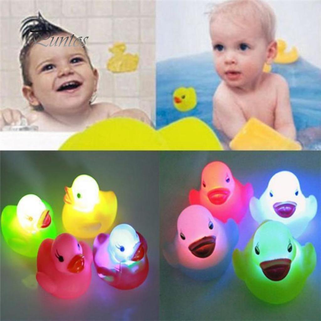 Виниловая светодиодная игрушка-уточка для ванны для новорождённых малышей