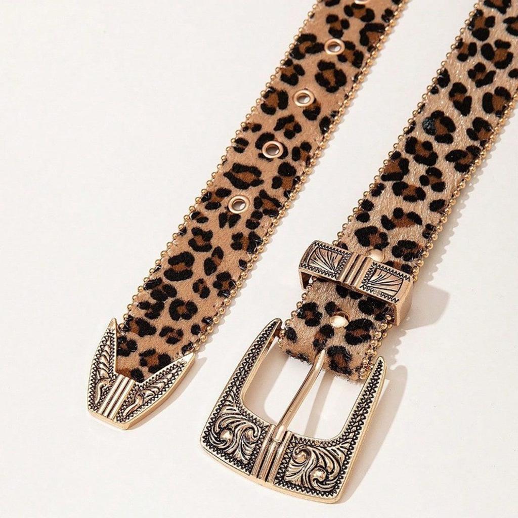 Субкультурный ремень для женщин, винтажная гравированная пряжка, джинсовый ремень, панк, леопардовый пояс, для брюк, платья, Y2K, украшения для талии