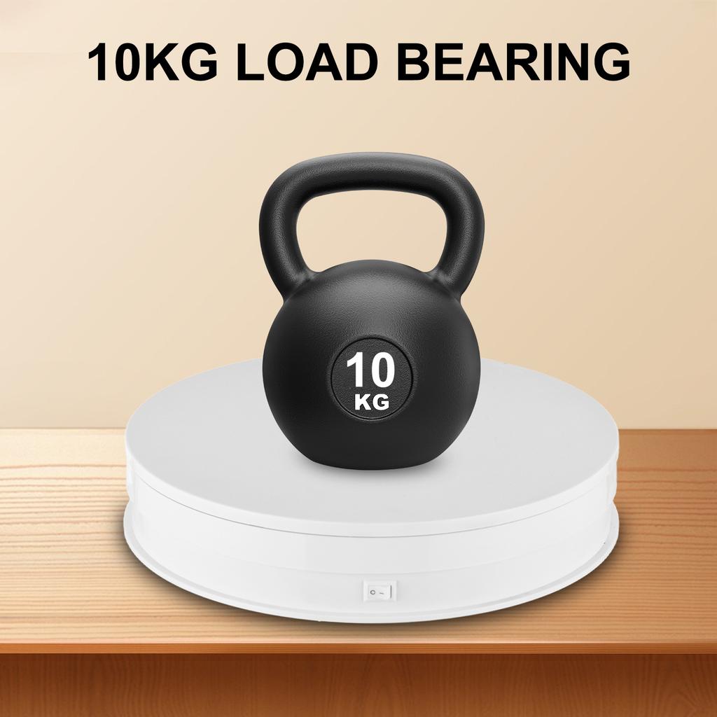 25cm 10 Inch Motorized Rotating Display Stand with LED Light 360 Degrees Rotatable Electric Potography Turntable for