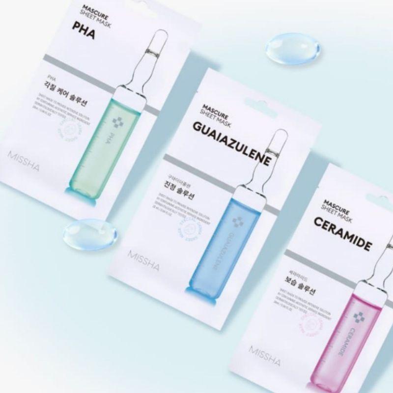 MISSHA Mascure Rescue Solution Sheet Mask 1 Sheet x 6pcs – Soothing & Hydrating Facial Mask Set