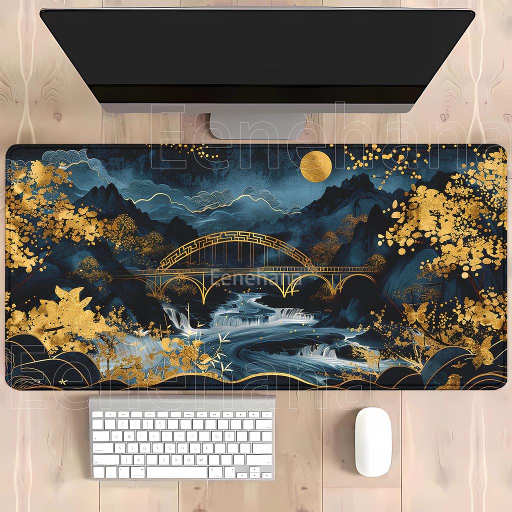 landscape mountain sunset cartoon Mouse Pad Large Rug Locking Edge Keyboard Gaming large Mousepad HD Printing xmm Desk Mat