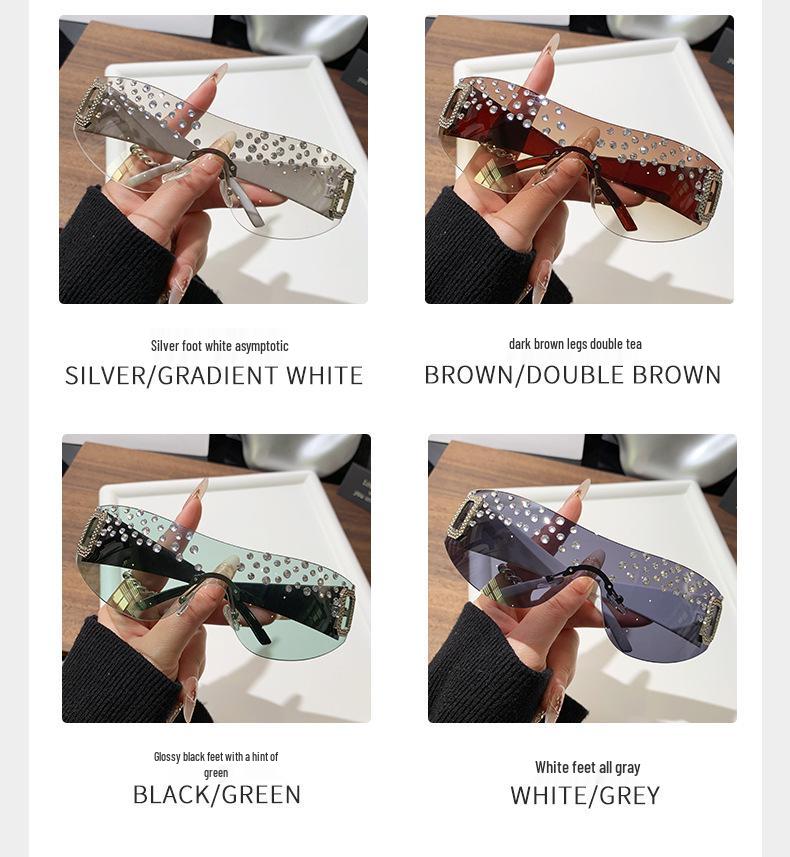 Солнцезащитные очки Y2K с крупной оправой, инкрустированные стразами, для женщин